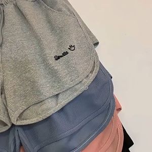 (Stock in KL-153) Waffle Short pants Women High Waist Lace-Up Loose Slimmer Look Harem Pants Casual Sports