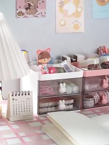 1PC Nhựa Trong Suốt Tay Cầm Ngăn Kéo Hộp Bảo Quản Để Bàn Văn Phòng Văn Phòng Phẩm Mỹ Phẩm Bút Chì Kẻ Lông Mày Kính Trang Sức