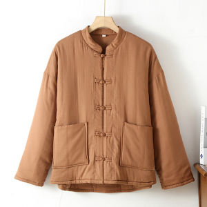 2024 New Air Cotton Padded Sleepwear Home Clothes Pure Cotton Traditional Chinese Button Design Outerwear Suitable for Autumn Winter