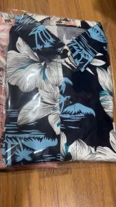 สินค้ามีพร้อมส่ง เสื้อสงกรานต์ เสื้อลายดอก เสื้อ แฟชั่นผู้ชาย เสื้อเชิ๊ตลำลอง เสื้อผ้าผู้ชาย ผ้าสปันพิมส์ลาย ดอกชบา07