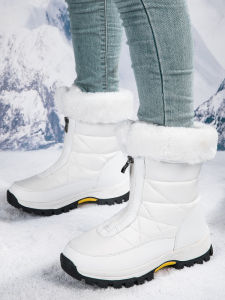 2025 Winter Thickened Fleece Lined Snow Boots Womens Outdoor Warm Cotton Shoes Anti-slip Large Cotton Boots Casual Style
