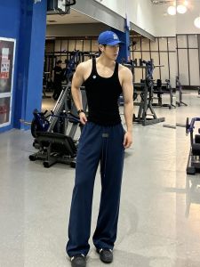 ZHUOCAN | Breathable Light Ice Silk Summer Blue Mens Sports Trousers