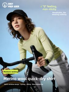 Quick-Drying Breathable Sun-Protection Merino Wool Womens Long Sleeve T-Shirt