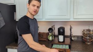 Coffee Pod Organizer for Counter Wooden Cup Holder Drawer with 8 Mug Rack Storage Drawer Coffee Maker Stand Countertop Station Shelf 35 Capacity Pods for Home Kitchen Office Counter Organizer