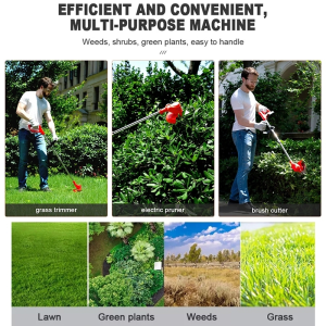 MGOB Portable Cordless Lawn Mower Rechargeable Lithium Battery Electric Grass Cutter Trimmer Cutter Weed Adjustable Multifunction Home Garden Trimmer Tool