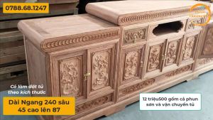 Tủ Mõ gỗ hương đá kích thước tủ 240x45x87 Tủ Kê đặtTủ tivi