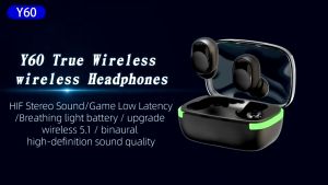 Y60 TWS หูฟังไร้สายบลูทูธ 5.1 เสียงดี คุณภาพดี เชื่อมต่อรองรับ ใช้ได้ทุกรุ่น กันน้ํา พร้อมไมโครโฟน สินค้าพร้อมส่ง จัดส่งไว