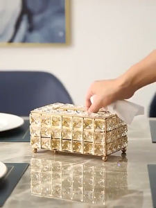 Spot Crystal tissue box Europe style Luxury Paper Towel Crystal Storage Box Home Supplies(SHIP IN 24H)