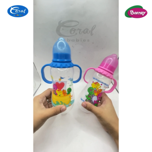 Barney 10oz 3-Stage Grow Baby Feeding Bottle with Handle + Free Spout | Transition Bottle | Soft Silicone Nipple | BPA Free