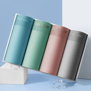 miiow | Mens Ice Silk Briefs Breathable Thin Flat Angle Underwear Comfortable Youth Sport Style Mid Waist Graphene Antibacterial Shorts