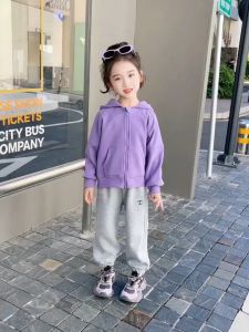 BABYFINE เสื้อหนาวเด็กญ เสื้อกันหนาวเด็กผู้หญิง การออกแบบที่ทันสมัย เสื้อแจ็คเก็ตมีฮู้ดซิปสไตล์เกาหลีที่อบอุ่นและทันสมัยในฤดูใบไม้ร่วงของเด็กผู้หญิง24821