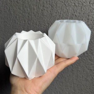 Origami Art Vase Silicone Mold DIY Geometric Candle Vessel Cup Concrete Flower Pot Pen Holder Resin Mold Home Decor
