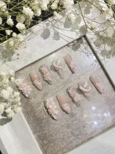 Pink French Style Snake Year Nail Art Zircon Diamond Handmade Detachable Wearable Nail Art