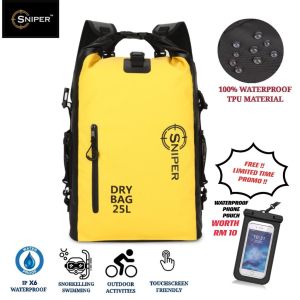 LAZ024) FREE GIFT! HIGH QUALITY LARGE 24L SNIPER WATERPROOF IP X6 BACKPACK DRY BAG HIKING BAG OUTDOOR BACKPACK CYCLING HIKING LAPTOP BAG