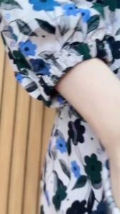 Kyla Dress Motif Bunga Busui Kancing Depan Lengan 7/8 Karet Rayon Premium Claressa Collection