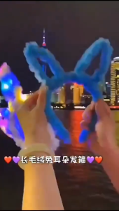 Bando Led Kelinci Bulu Halus Bandu Motif Kuping Lampu Super Lucu Headbands Ulang Tahun Baru Pesta