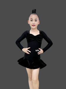 Kids New Arrival Latin Dance Performance Dancing Dress Practice Examination Dress Classy Autumn and Winter New Arrival Performance Long Sleeves Dancing Dress