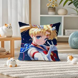 Bandai | Sailor Moon Usagi Tsukino Anime Plush Pillow Cover Soft Short Plush Cushion Cover For Sofa Bedroom Home Decor Gift Decoration