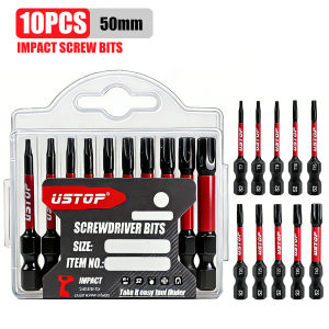 Bộ Mũi Vặn Vít Đa Năng 10 Món Bằng Thép S2 Đầu Torx 50mm Hộp Đựng Trong Suốt Nam Châm Mạnh Chống Xoắn Độ Cứng Cao