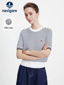 Navigare | Áo Thun Cổ Tròn Tay Ngắn Sọc