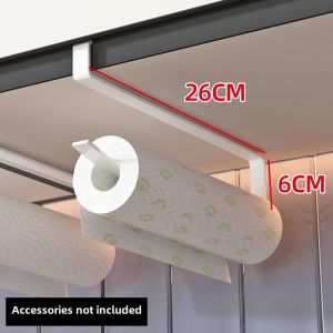 No Drilling Kitchen Tissue Holder Cabinet under Shelf Roll Paper Rack Storage Shelf Oil Absorption ness Preservation Film