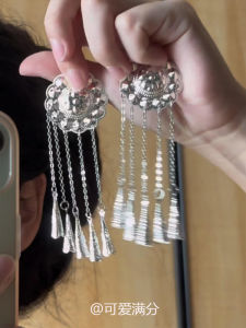 New Chinese Style Silver Sunflower Tassel Hair Clip for Qipao Hair Accessories Elegantly Cool Feeling Ethnic Style Hairpin