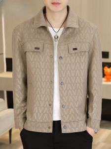 HENGYUANXIANG | Fashionable Midlife Dad Jacket HanYuanXiang 2025 New Mens Turn-down Collar Coat Korean Style Spring Autumn Casual Wear