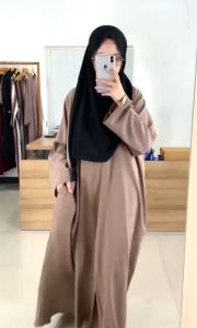 Baju Muslim Dress Abaya Turki Polos Gamis Basic Abaya Hitam Polos Arab Dubai Turkey Renda / Dress Abaya Basic salsabila
