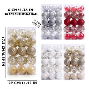 30PCS/2.36inch Clear Christmas Ball Ornaments Set Christmas Tree Decoration Transparent Baubles for Wedding Party