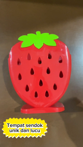 ASVITA Tempat Sendok Strawberry Plastik 2 Sekat Cutlery Holder SCH 241