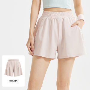 กางเกงขาสั้นออกกำลังกายสำหรับผู้หญิง ทรงหลวม ทรงเอวสูง ทรงเข้ารูป ดูดซับเหงื่อ ระบายอากาศได้ดี ผ้าโพลีเอสเตอร์ กางเกงออกกำลังกายสำหรับวิ่งกลางแจ้ง