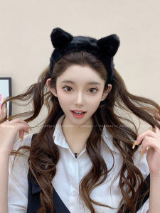 หมวกคล้องผมหูแมวสุดน่ารักสำหรับผู้หญิง หมวกคล้องผมป้องกันการลื่นสำหรับล้างหน้า 2024 ใหม่ หมวกคล้องผมอเนกประสงค์ที่หรูหรา