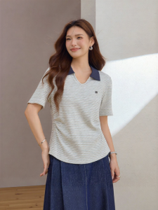 QLX | Pinched Waist Striped Oversized T-Shirt