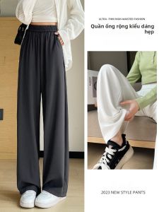 JIANGLU | Quần ống rộng cạp cao cho nữ mùa thu đông quần dài thường ngày rộng rãi thoải mái quần ống đứng rộng rãi