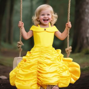 ฤดูร้อน Belle เด็กเจ้าหญิงสาวชุดปาร์ตี้เครื่องแต่งกายเด็กคริสต์มาสวันเกิดดอกไม้เสื้อผ้าความงามและ Beast 