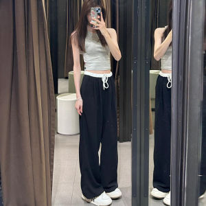 Quần Ống Rộng Cạp Cao Dài Thường Ngày Cho Nữ Mùa Hè 2024 Quần Ống Rộng Dài Màu Đen Trắng Nối Dài Cho Người Cao 175cm