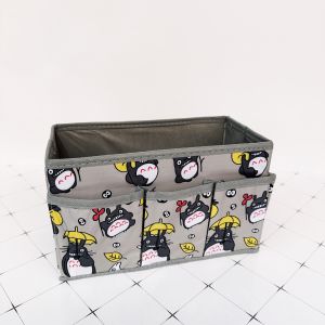 Cute Cartoon Fabric Folding Makeup Box Stationery Jewelry Classification Desktop Organizer Storage Box Rectangular Shape Waterproof