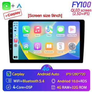 Android 15 Universal 9/10 inch Car Stereo CarPlay Car Radio Android Auto GPS Multimedia Player 2 DIN WiFi Player QLED Screen BT