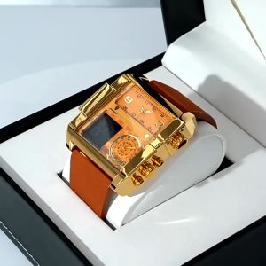 Đồng hồ nam chính hãng POEDAGAR 997 dây da đồng hồ kim loại có ba đồng hồ nhỏ báo giờ dây đeo bằng da