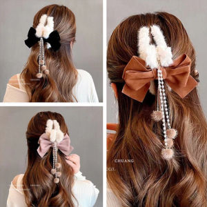 2022 ที่สง่างาม ผมกรงเล็บ คว้า โบว์ตูกตามูกพู่ กิถิย อูปกรณ์ สาวผ้า โพกสีรส กลับพู่ ฉลาม คลิป สำหรับผู้หญิง