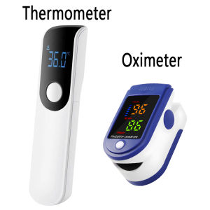 Finger Oximeter SPO2 OR Infrared Fever Thermometer Blood Oxygen Monitor Non-contact Body Temperature Fever Child