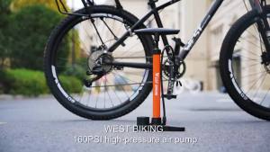West Biking | WEST BIKING 160 PSI Bicycle Pump With Gauge Schrader Presta Valve Bike Pump Motorcycle Ball Tire Inflation Pump Bike Accessories