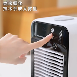 (2 Years Warranty) Mini Air Cooler Screen Display 2 Spray Port Humidifier Small Air Conditioner Fan USB Rechargeable 3000mAh Desktop Water Cooling Fan Home Dormitory Office Mobile Refrigeration Fan Table Fan 风扇 冷风机