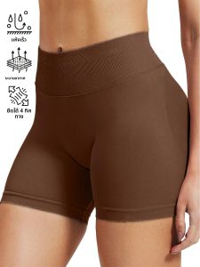 กางเกงขาสั้นโยคะออกกําลังกายยกสะโพกยืดสูงพร้อมสะโพกพีชและไม่มีเส้นที่น่าอึดอัดใจ กางเกงขาสั้นฝึกซ้อมพิลาทิสปานกลาง