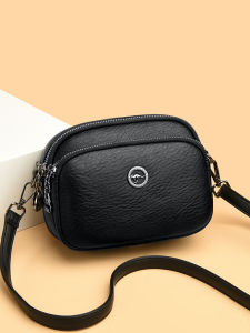 Fashionable Soft Cowhide Leather Womens Shoulder Bag 2025 New Style Simple Design Mobile Phone Crossbody round Bag