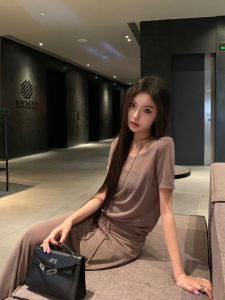High Waist Slimming Straight Leg Midi Skirt Womens Summer New Style Ouyang Imitation Linen Wrap around Skirt Fashionable Commute
