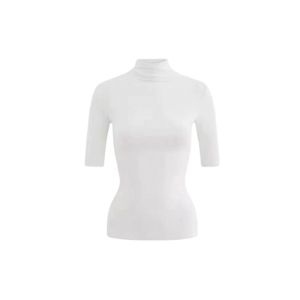 YUEZHONGWEI | White Slim Fit Short Sleeve T-Shirt Womens Summer New Style Fashionable Shoulder Length Half High Collar Commute Style Top