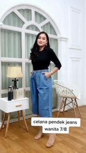 Celana pendek jeans 7/8 celana hot pants jeans wanita kulot jeans wanita kekinian