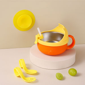 Baby Food Grade Bowl Child Feeding Bowl with Suction Handle Anti-Fall Anti-Scalding for Baby Learning to Eat PP Material Dishwasher Safe