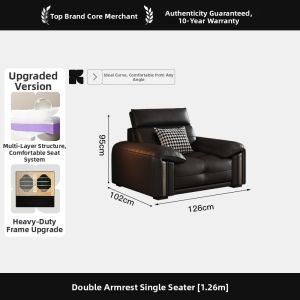 KUBIDE | Genuine Leather Italian Style Straight Compact Sofa High Back Pull Point